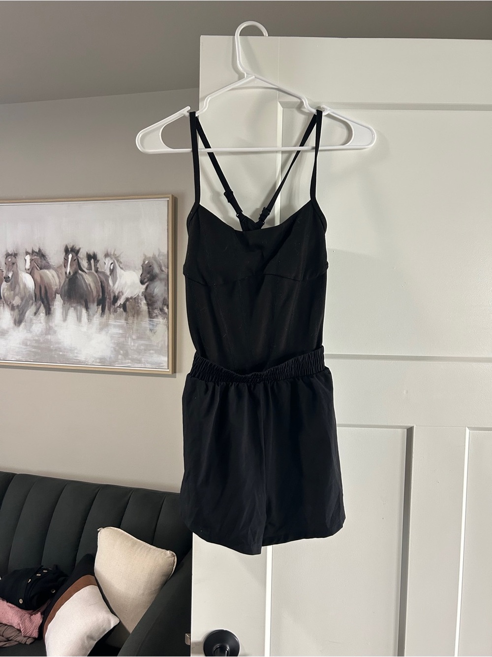 PINK Victoria's Secret Black Spaghetti-Strap Romper